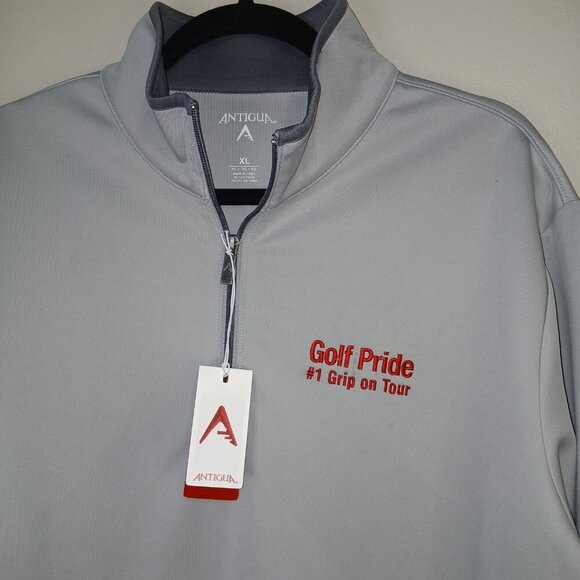 MENS ANTIGUA 1\4 ZIP GOLF PULLOVER, SIZE XL, SOFT GRAY COLOR, NWT - Picture 2 of 7